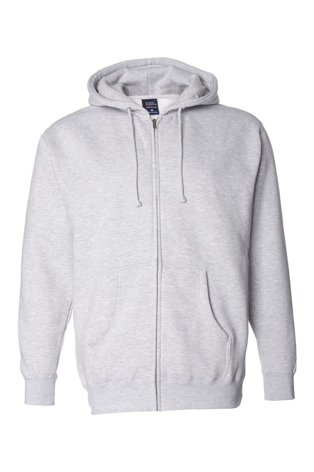 Independent Trading Co. IND4000Z Mens Full Zip Hooded Sweatshirt Hoodie Heather Grey Flat Front