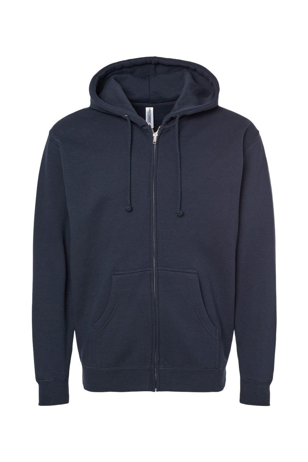 Independent Trading Co. IND4000Z Mens Full Zip Hooded Sweatshirt Hoodie Navy Blue Flat Front