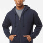 Independent Trading Company Mens Full Zip Hooded Sweatshirt Hoodie w/ Pockets - Navy Blue