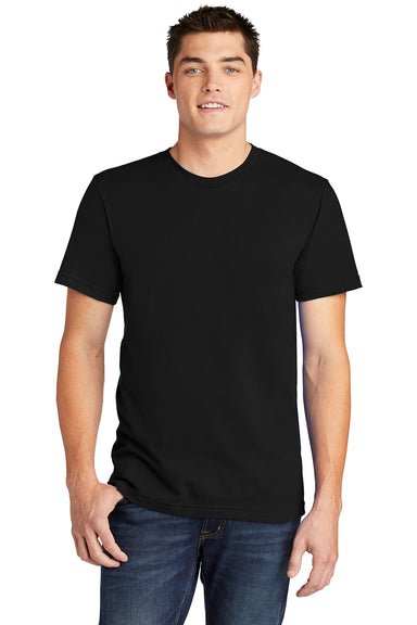 American Apparel 2001 Mens Fine Jersey Short Sleeve Crewneck T-Shirt Black Model Front