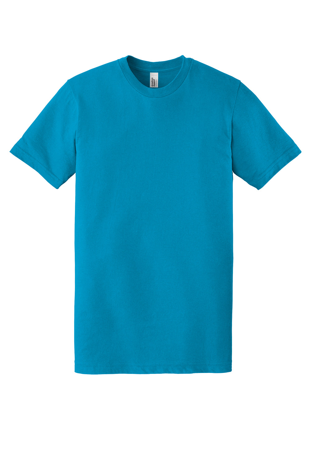 American Apparel 2001 Mens Fine Jersey Short Sleeve Crewneck T-Shirt Teal Blue Flat Front