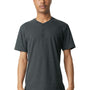 American Apparel Mens CVC Short Sleeve Henley T-Shirt - Heather Charcoal Grey