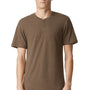 American Apparel Mens CVC Short Sleeve Henley T-Shirt - Heather Army Brown - NEW