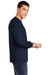 American Apparel 2007 Mens Fine Jersey Long Sleeve Crewneck T-Shirt Navy Blue Model Side