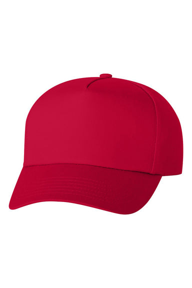 Valucap 8869 Mens 5 Panel Twill Hat Red Flat Front