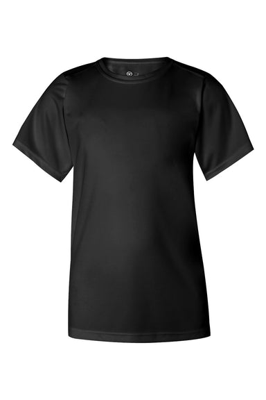 Badger 2120 Youth B-Core Moisture Wicking Short Sleeve Crewneck T-Shirt Black Flat Front