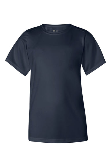 Badger 2120 Youth B-Core Moisture Wicking Short Sleeve Crewneck T-Shirt Navy Blue Flat Front