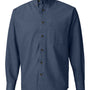 Sierra Pacific Mens Denim Long Sleeve Button Down Shirt w/ Pocket - Dark Blue - NEW