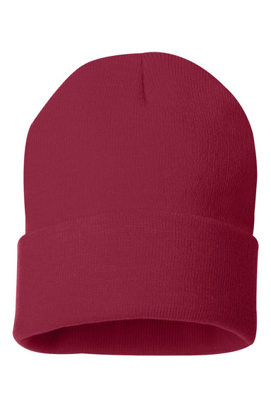 Sportsman SP12 Mens Solid Cuffed Beanie Cardinal Red Flat Front