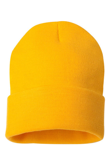 Sportsman SP12 Mens Solid Cuffed Beanie Gold Flat Front