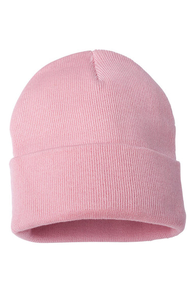 Sportsman SP12 Mens Solid Cuffed Beanie Pink Flat Front