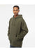 Independent Trading Co. IND4000 Mens Hooded Sweatshirt Hoodie Army Green Model Side
