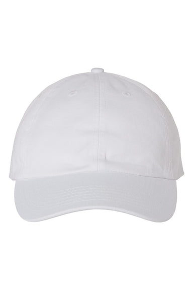 Valucap VC300A Mens Adult Bio-Washed Classic Dad Hat White Flat Front