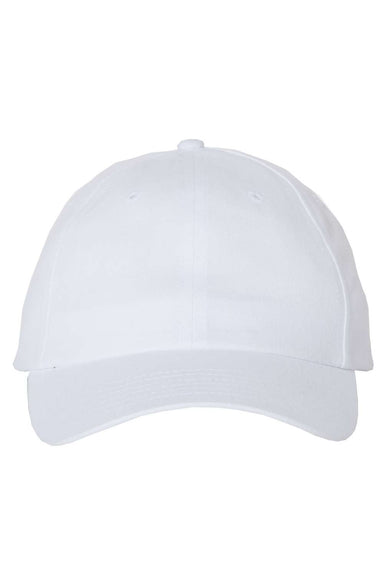 Valucap VC200 Mens Brushed Twill Hat White Flat Front