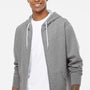 Independent Trading Company Mens Full Zip Hooded Sweatshirt Hoodie w/ Pockets - Heather Gunmetal Grey