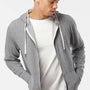 Independent Trading Company Mens French Terry Full Zip Hooded Sweatshirt Hoodie w/ Pockets - Salt & Pepper Grey