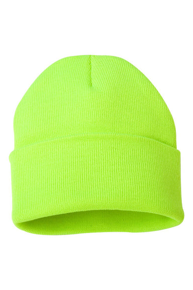 Sportsman SP12 Mens Solid Cuffed Beanie Safety Yellow Flat Front