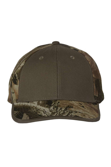 Kati LC102 Mens Solid Front Camo Back Hat Olive Green/Hardwoods Flat Front