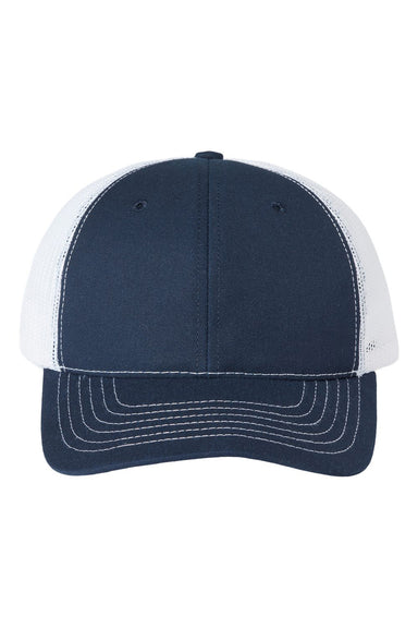 Classic Caps USA100 Mens USA Made Trucker Hat Navy Blue/White Flat Front