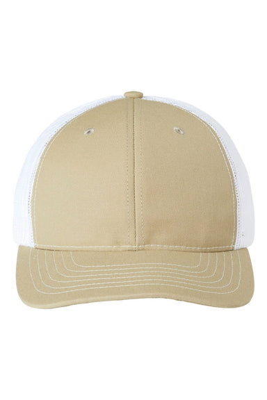 Classic Caps USA100 Mens USA Made Trucker Hat Khaki/White Flat Front