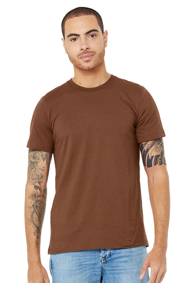 Bella + Canvas BC3001/3001C Mens Jersey Short Sleeve Crewneck T-Shirt Chestnut Brown Model Front