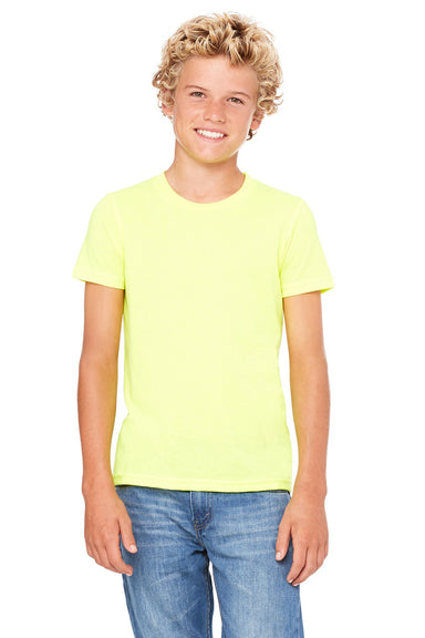 Bella + Canvas 3001Y Youth Jersey Short Sleeve Crewneck T-Shirt Neon Yellow Model Front
