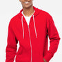 Independent Trading Company Mens Full Zip Hooded Sweatshirt Hoodie w/ Pockets - Red - Closeout