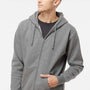 Independent Trading Company Mens Full Zip Hooded Sweatshirt Hoodie w/ Pockets - Heather Gunmetal Grey