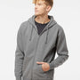 Independent Trading Co. Mens Full Zip Hooded Sweatshirt Hoodie - Heather Gunmetal Grey - NEW