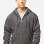 Independent Trading Company Mens Full Zip Hooded Sweatshirt Hoodie w/ Pockets - Charcoal Grey