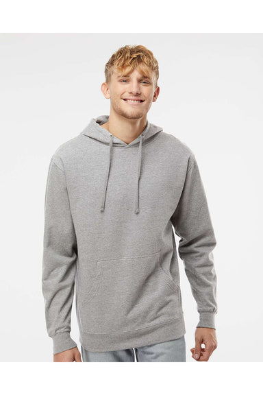 Independent Trading Co. SS4500 Mens Hooded Sweatshirt Hoodie Heather Grey Model Front
