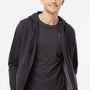 Independent Trading Company Mens Full Zip Hooded Sweatshirt Hoodie w/ Pockets - Heather Charcoal Grey