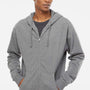 Independent Trading Company Mens Full Zip Hooded Sweatshirt Hoodie w/ Pockets - Heather Gunmetal Grey