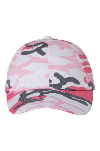 Valucap VC300A Mens Adult Bio-Washed Classic Dad Hat Pink Camo Flat Front