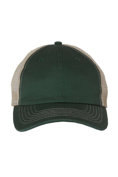 Sportsman 3100 Mens Contrast Stitch Mesh Back Hat Forest Green/Khaki Flat Front