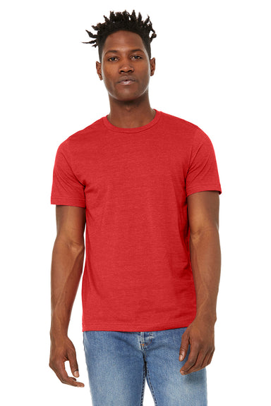 Bella + Canvas BC3301/3301C/3301 Mens Jersey Short Sleeve Crewneck T-Shirt Heather Red Model Front