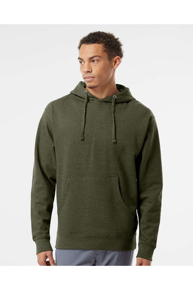 Independent Trading Co. SS4500 Mens Hooded Sweatshirt Hoodie Heather Army Green Model Front