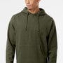 Independent Trading Company Mens Hooded Sweatshirt Hoodie w/ Pouch Pocket - Heather Army Green