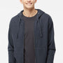 Independent Trading Company Mens Full Zip Hooded Sweatshirt Hoodie w/ Pockets - Heather Classic Navy Blue