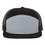Richardson Hats Mens 7 Panel Snapback Trucker Hat - Heather Grey/Black