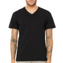 Bella + Canvas Mens Short Sleeve V-Neck T-Shirt - Heather Black