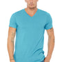 Bella + Canvas Mens Short Sleeve V-Neck T-Shirt - Aqua Blue