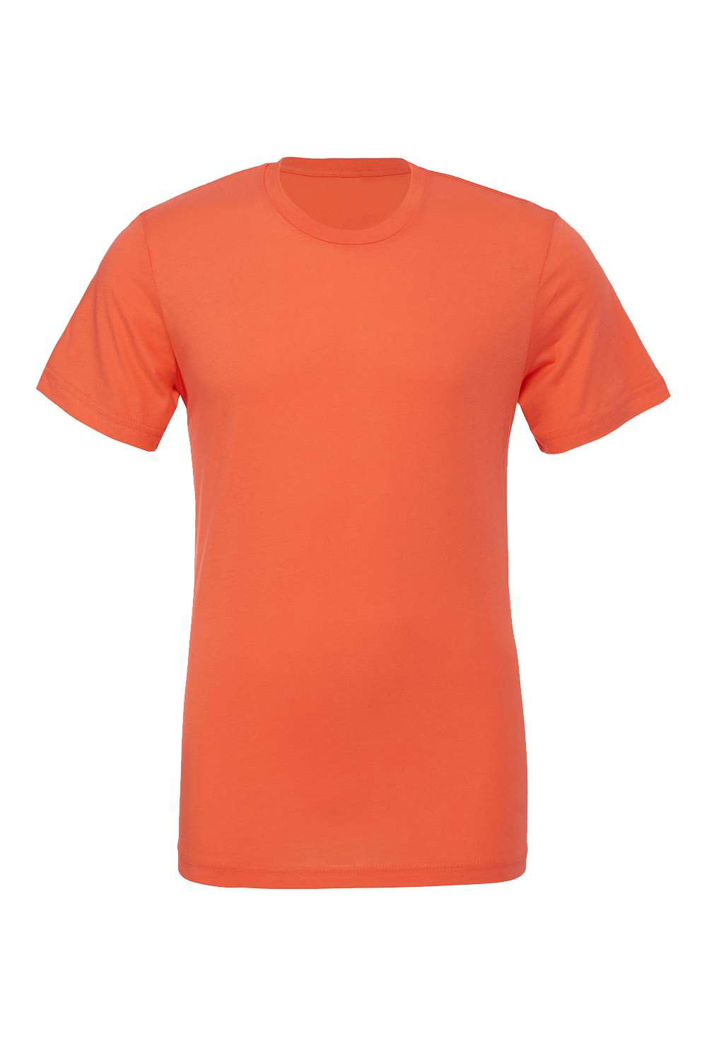 Bella + Canvas BC3001/3001C Mens Jersey Short Sleeve Crewneck T-Shirt Coral Flat Front