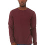 Bella + Canvas Mens Jersey Long Sleeve Crewneck T-Shirt - Maroon