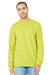 Bella + Canvas BC3501/3501 Mens Jersey Long Sleeve Crewneck T-Shirt Strobe Green Model Front