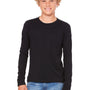 Bella + Canvas Youth Jersey Long Sleeve Crewneck T-Shirt - Black