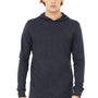 Bella + Canvas Mens Jersey Long Sleeve Hooded T-Shirt Hoodie - Heather Navy Blue
