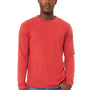 Bella + Canvas Mens Jersey Long Sleeve Crewneck T-Shirt - Red