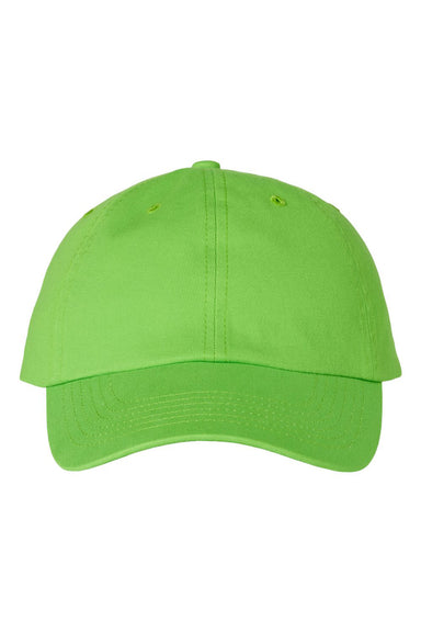 Valucap VC300A Mens Adult Bio-Washed Classic Dad Hat Neon Green Flat Front