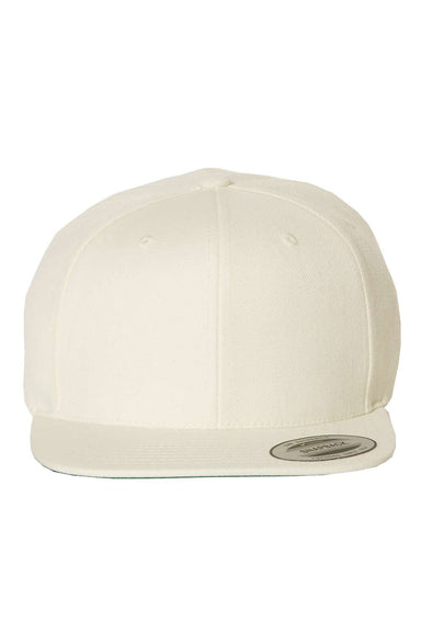 Yupoong 6089M Mens Premium Flat Bill Snapback Hat Natural Flat Front
